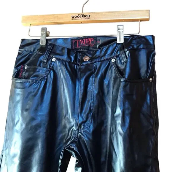 Tripp NYC Men's Faux Leather Pants 30x32 Black Y2K Rave Goth Grunge